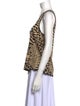 St. John Collection Animal Print Scoop Neck Top