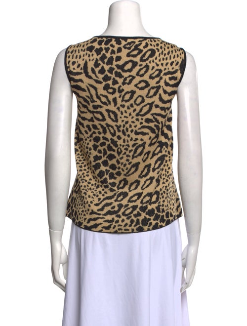 St. John Collection Animal Print Scoop Neck Top