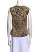 St. John Collection Animal Print Scoop Neck Top