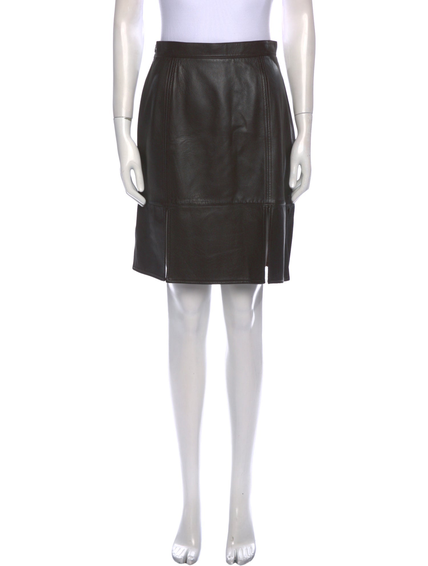 St. John Collection Leather Knee-Length Skirt