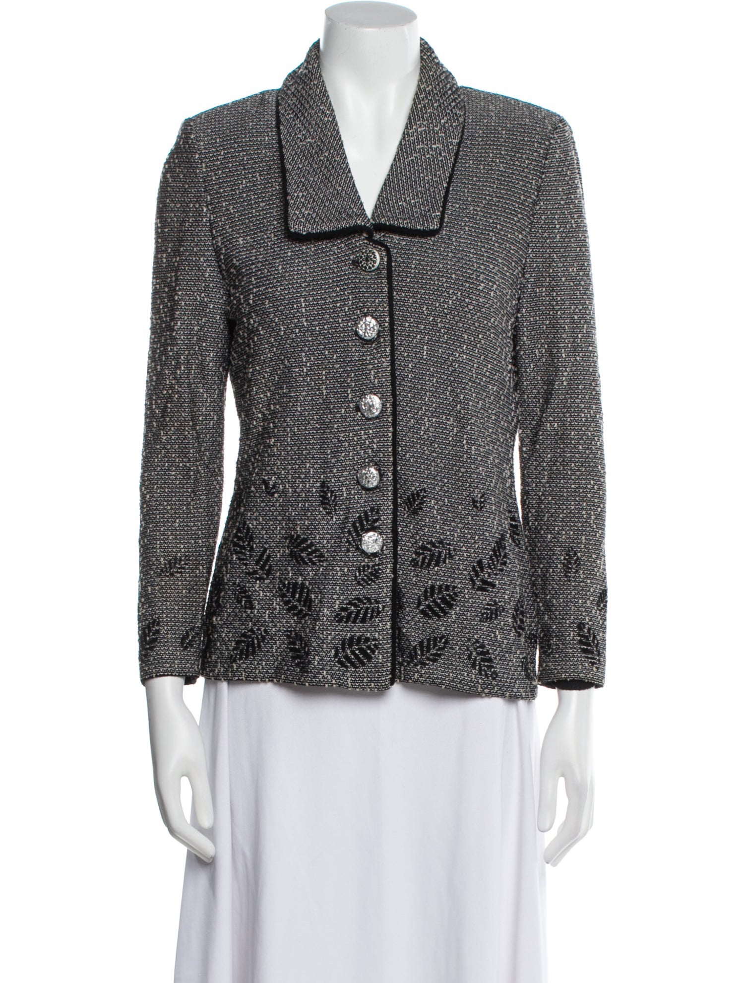 St. John Collection Wool Plaid Print Blazer