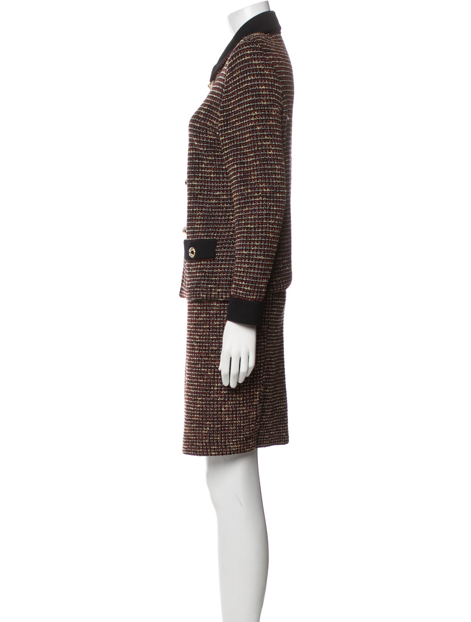 St. John Collection Wool Tweed Pattern Skirt Suit