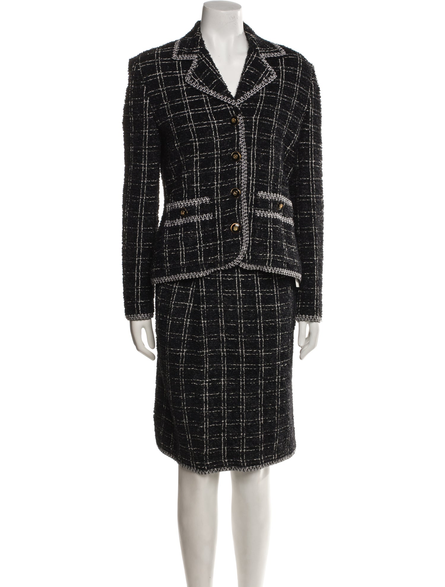 St. John Collection Wool Tweed Pattern Skirt Suit
