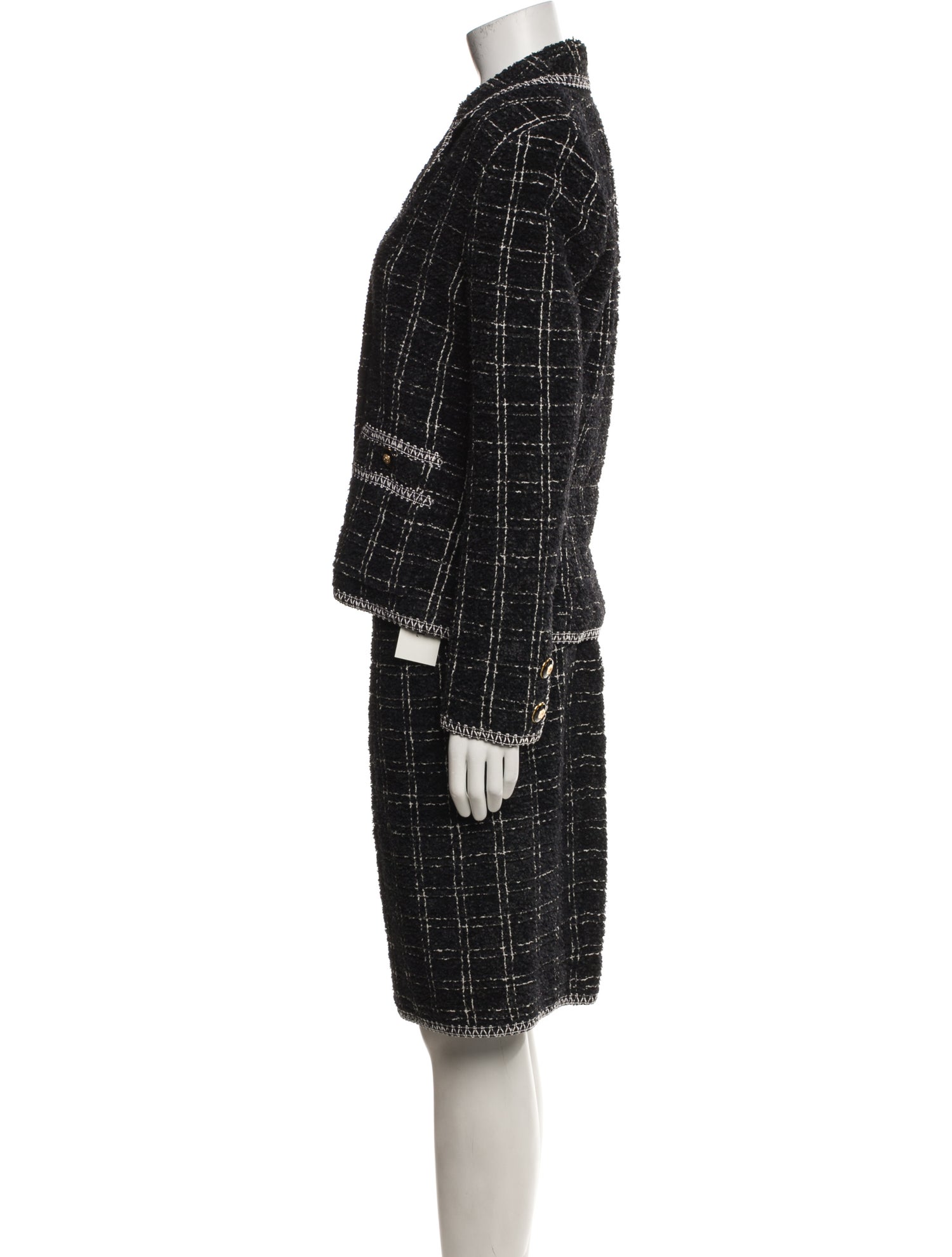 St. John Collection Wool Tweed Pattern Skirt Suit