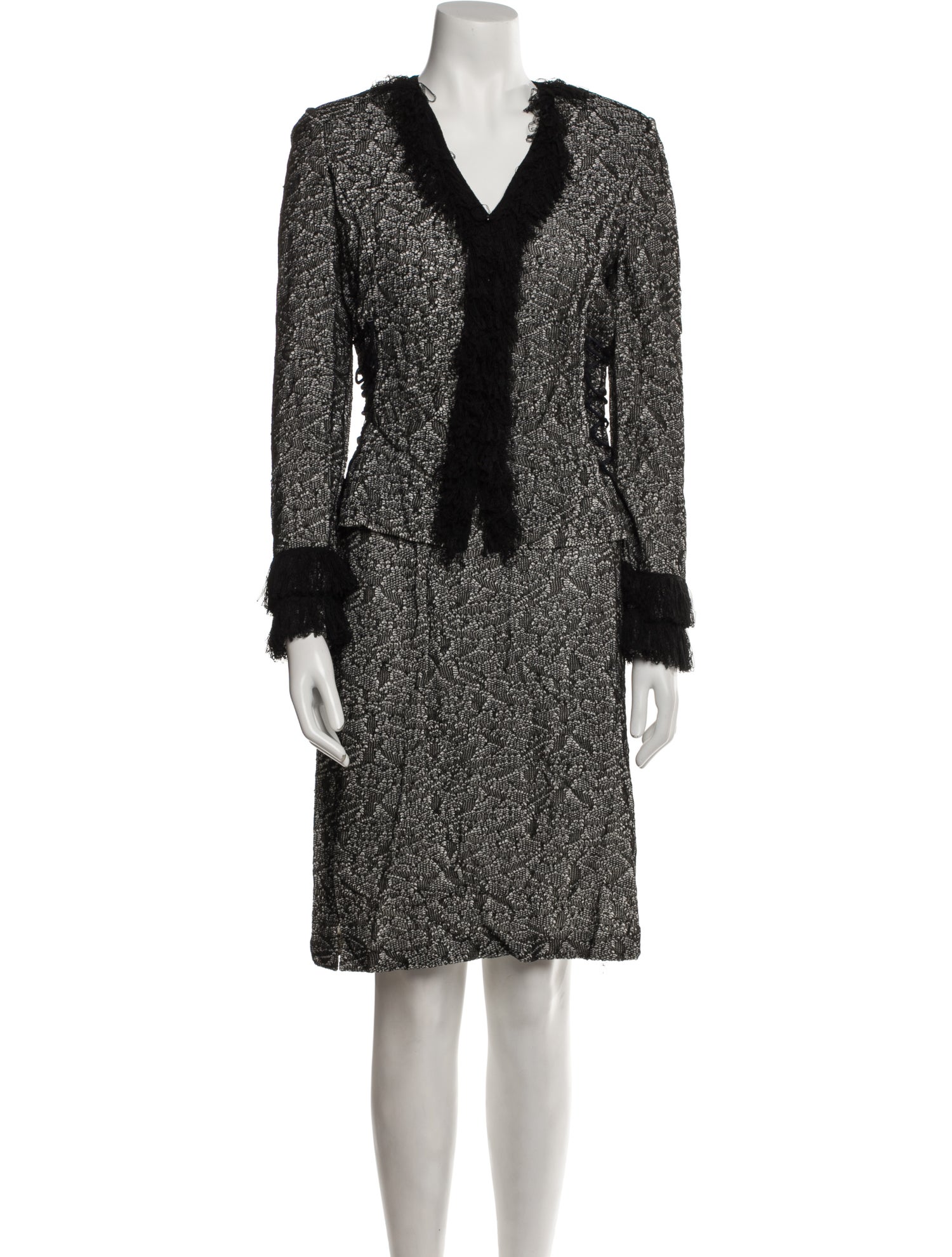 St. John Collection Wool Tweed Pattern Skirt Suit