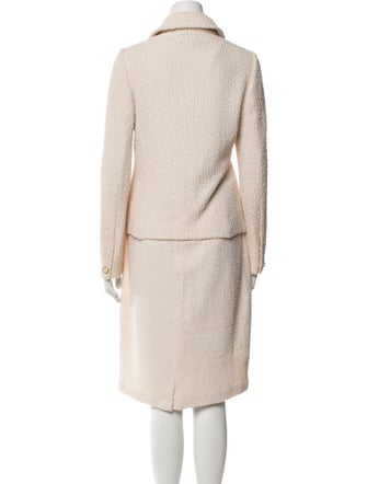 St. John Collection Tweed Pattern Embroidered Accent Skirt Suit