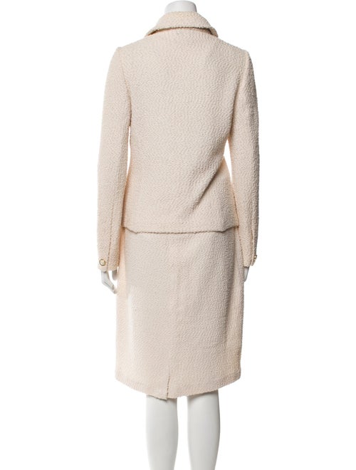 St. John Collection Tweed Pattern Embroidered Accent Skirt Suit