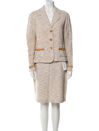 St. John Collection Linen Tweed Pattern Skirt Suit