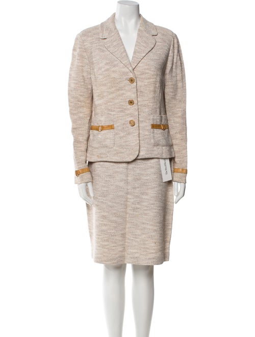 St. John Collection Linen Tweed Pattern Skirt Suit