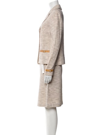 St. John Collection Linen Tweed Pattern Skirt Suit