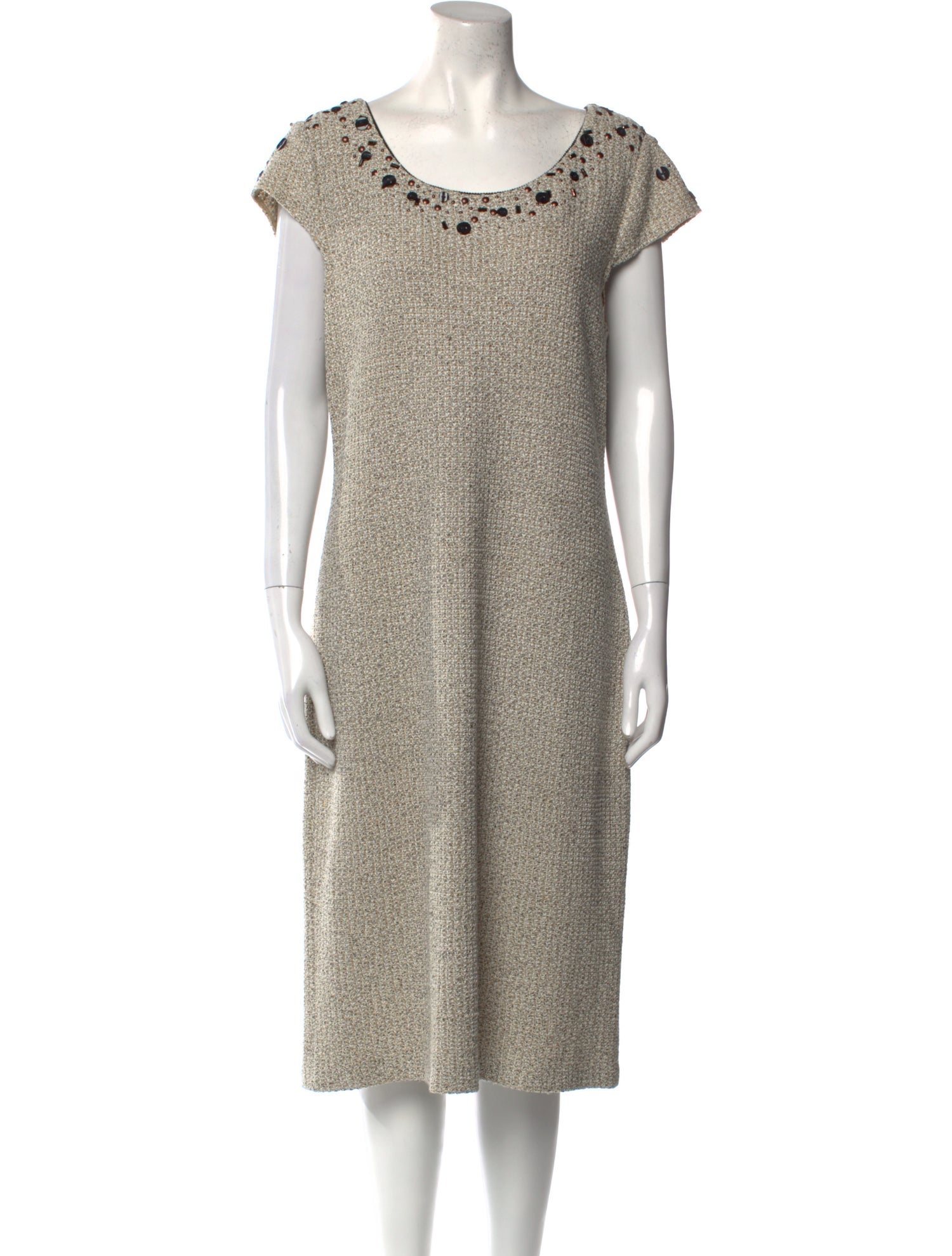 St. John Collection Scoop Neck Midi Length Dress