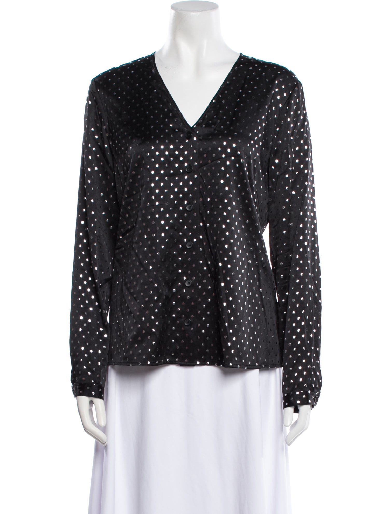 St. John Collection Silk Polka Dot Print Blouse