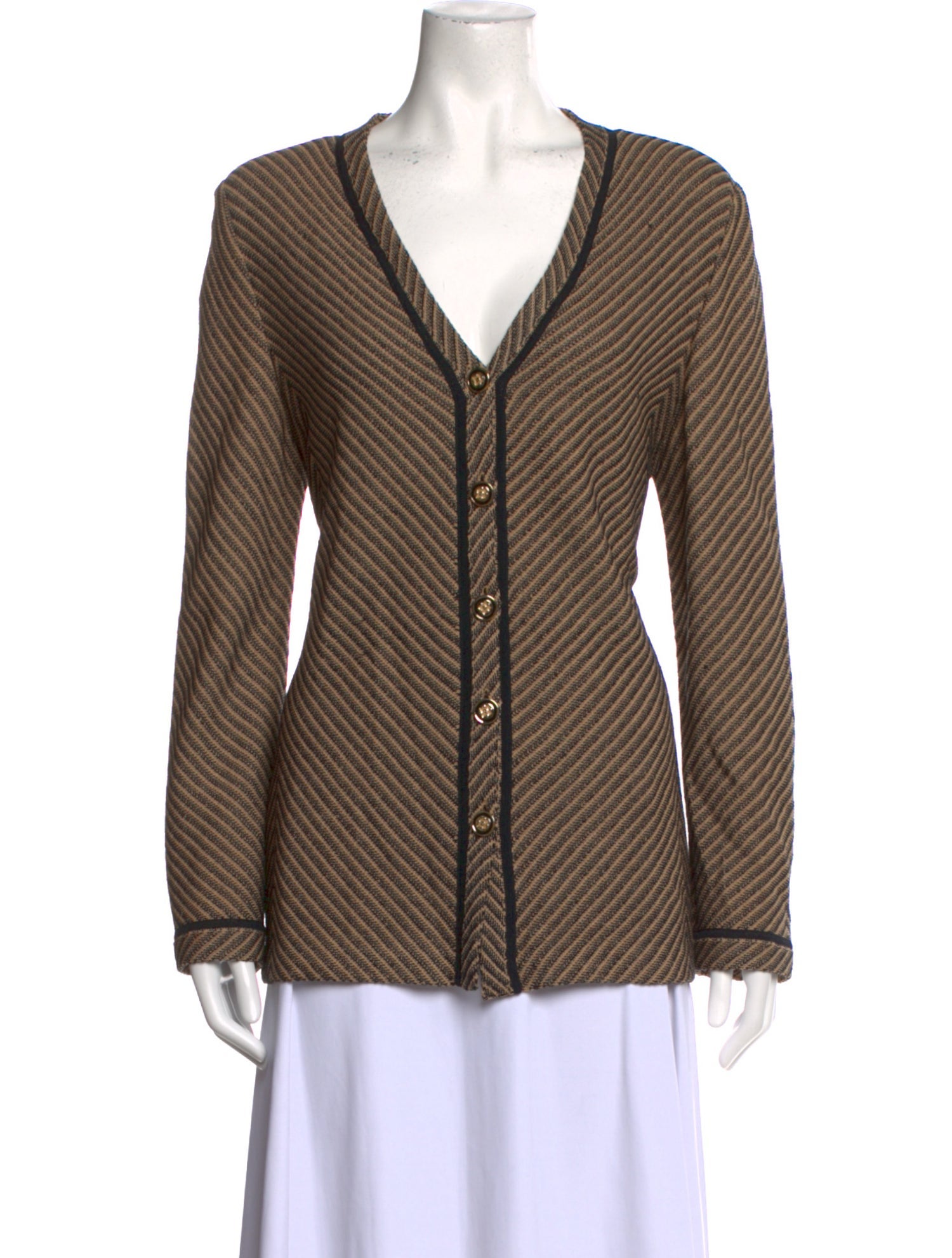 St. John Collection Striped V-Neck Sweater