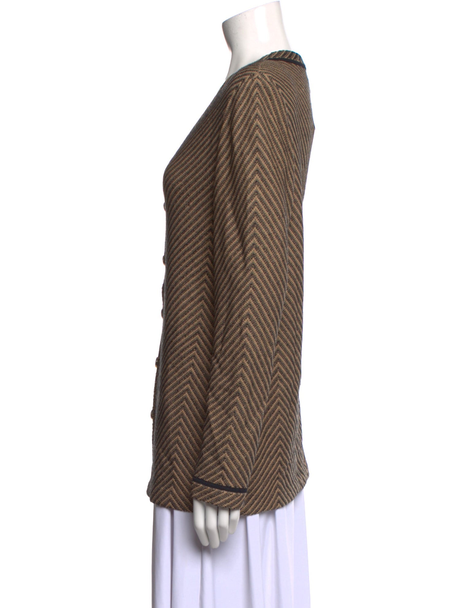 St. John Collection Striped V-Neck Sweater