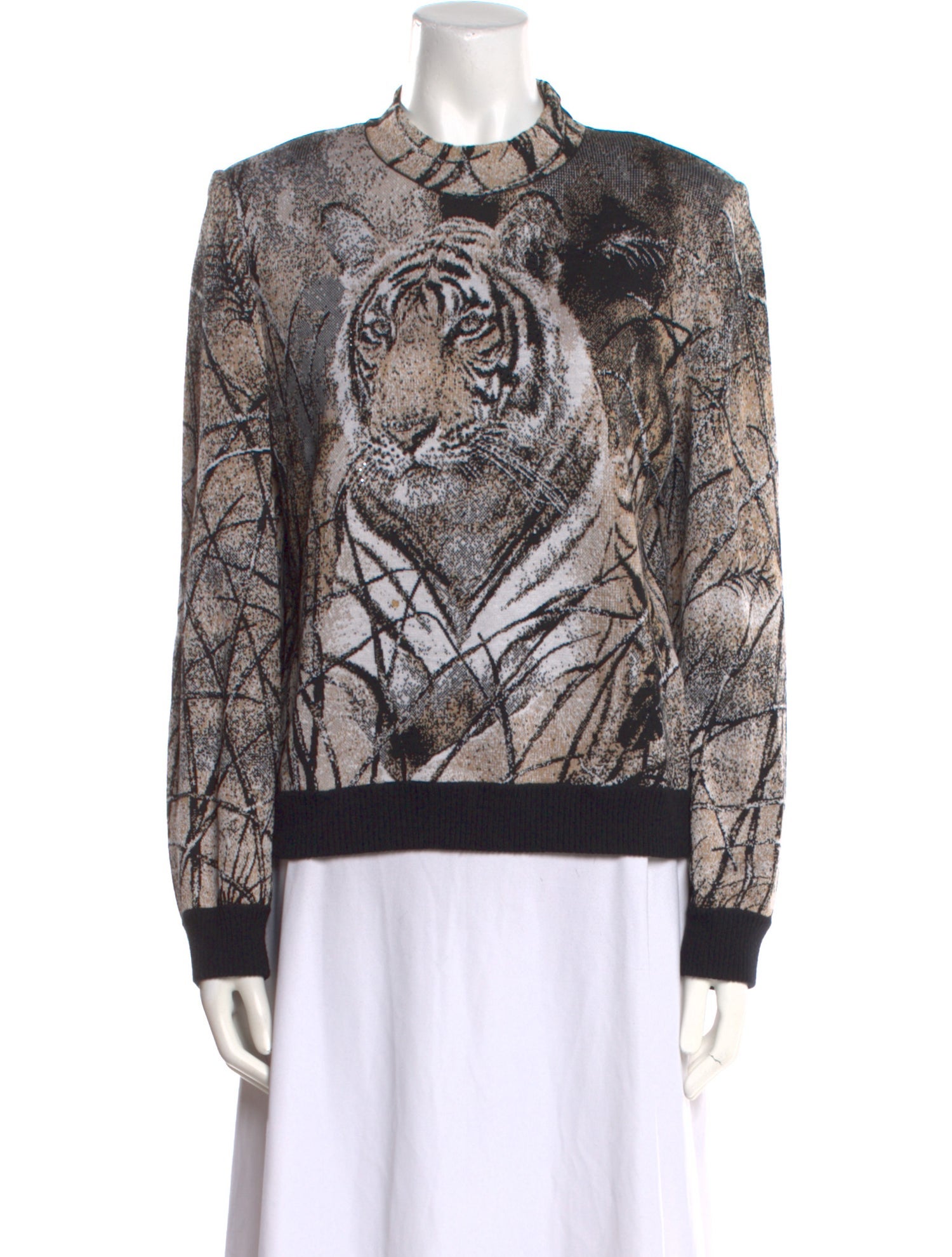 St. John Collection Printed Crew Neck Sweater