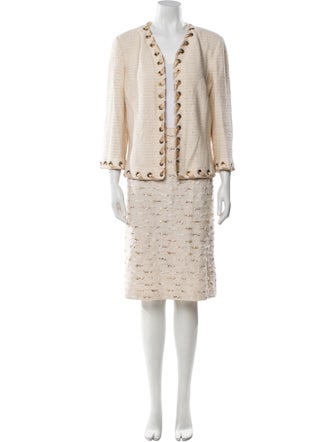 St. John Collection Wool Printed Skirt Set