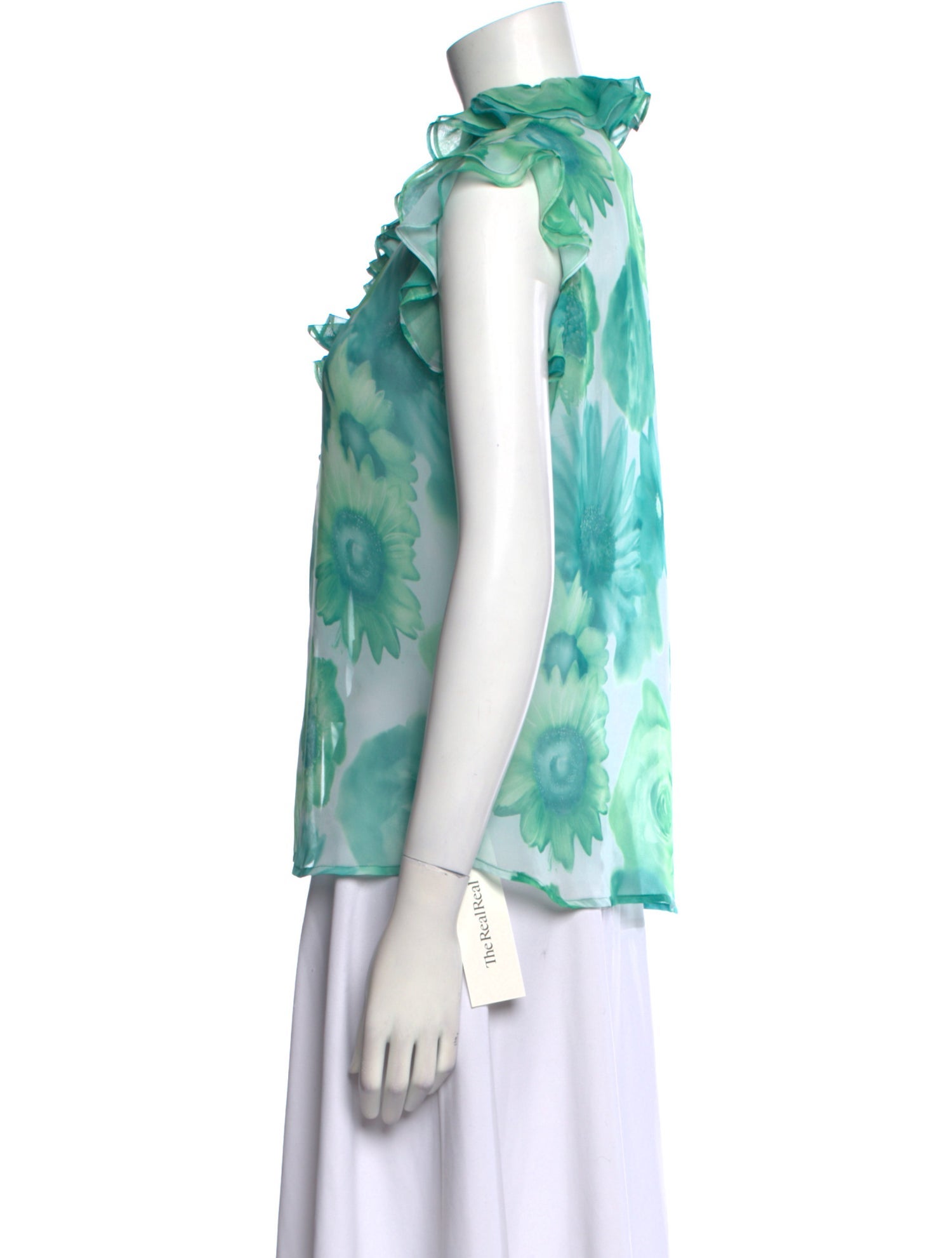 St. John Collection Floral Print V-Neck Blouse