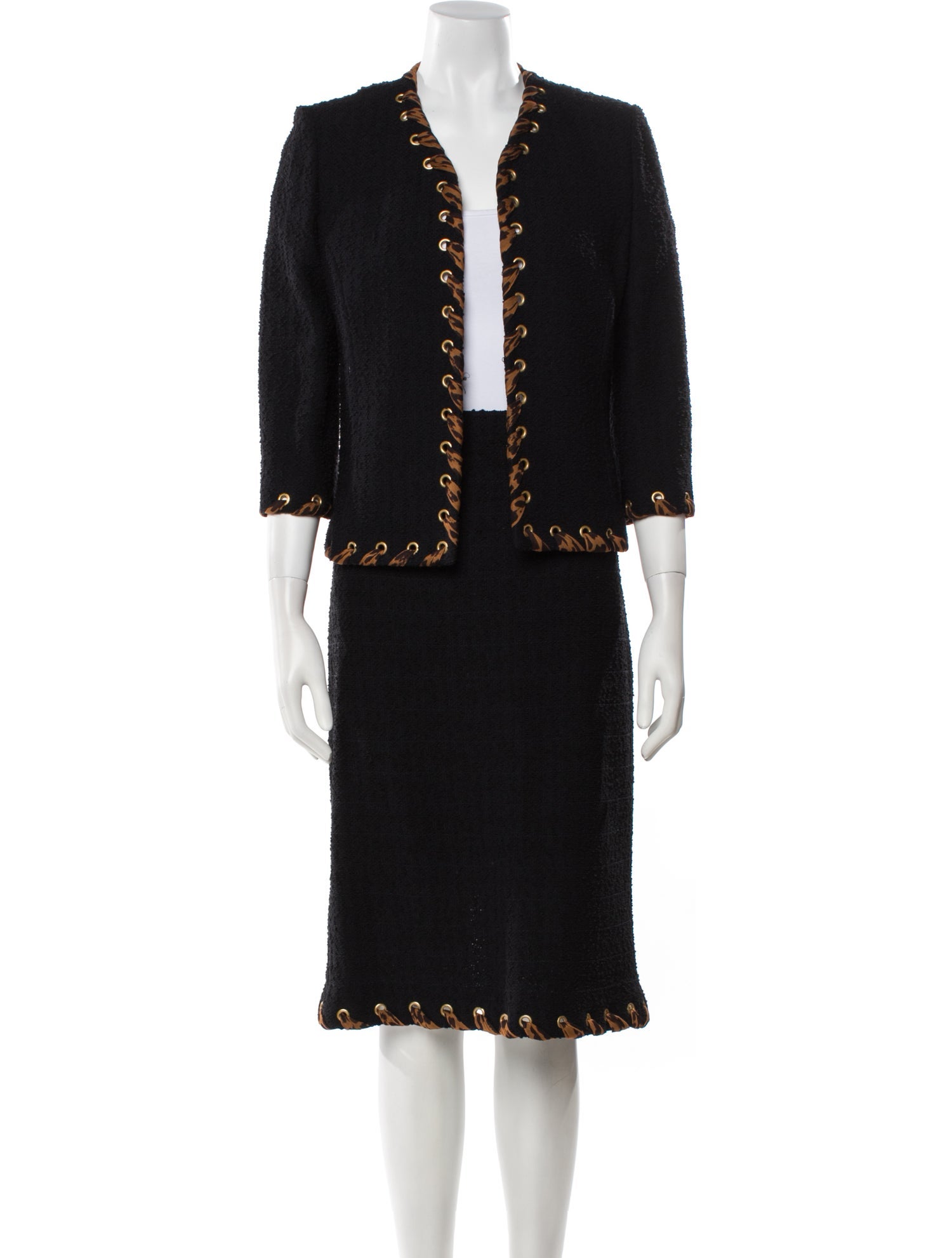 St. John Collection Whipstitch Trim Skirt Suit