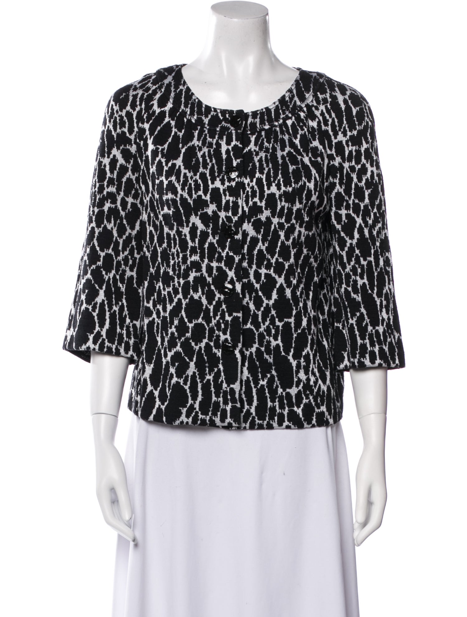 St. John Collection Animal Print Scoop Neck Blouse