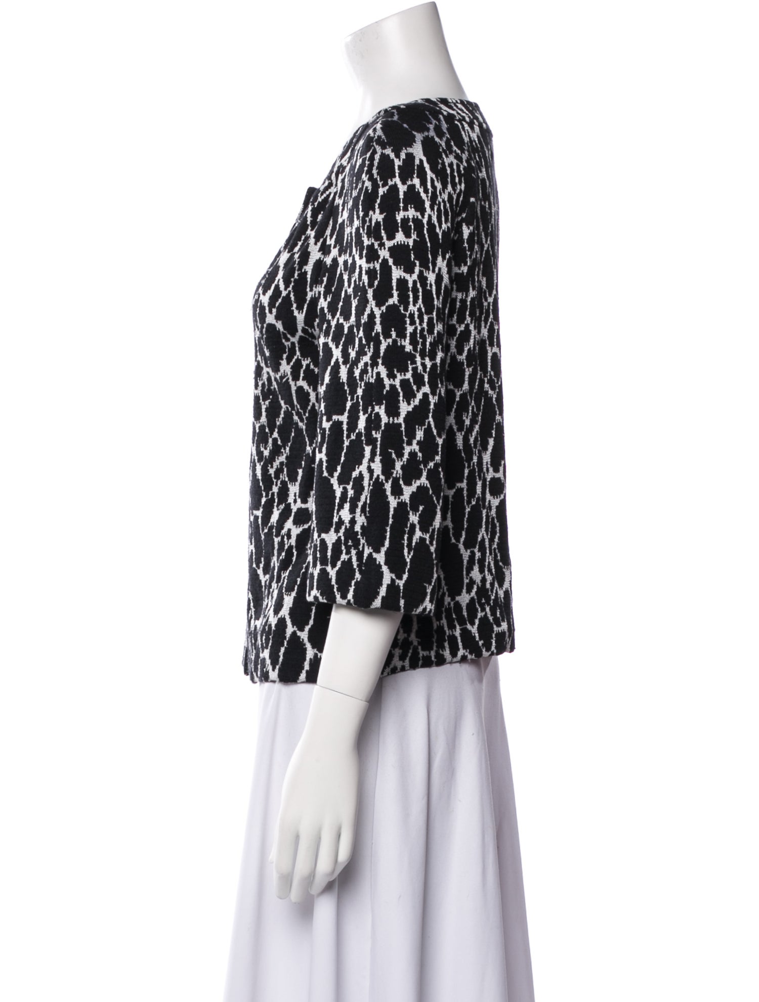 St. John Collection Animal Print Scoop Neck Blouse