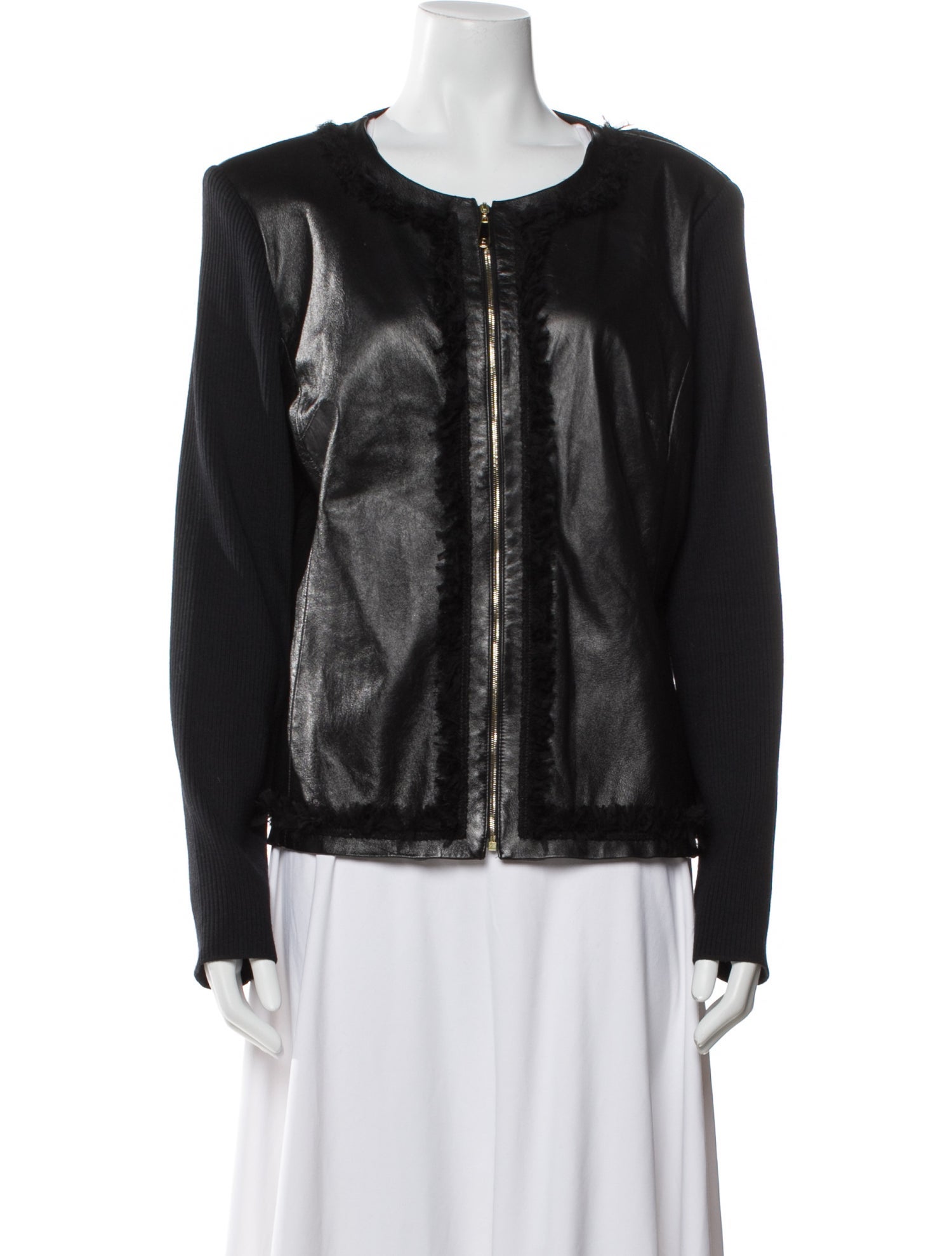 St. John Collection Leather Biker Jacket