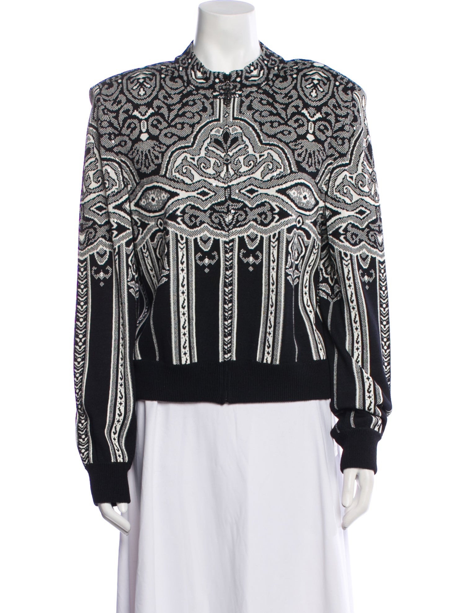 St. John Collection Printed Crew Neck Sweater