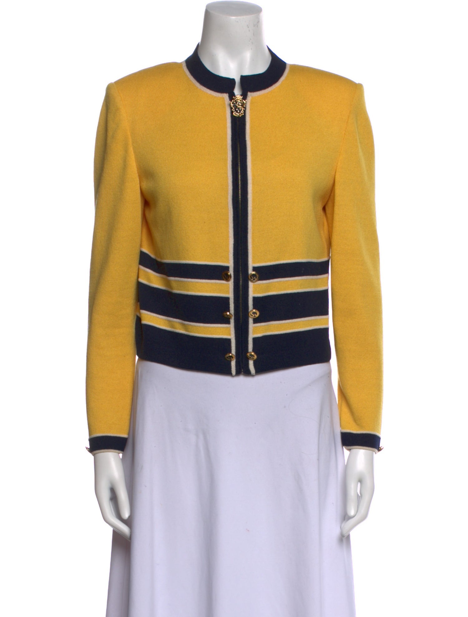 St. John Collection Colorblock Pattern Crew Neck Top