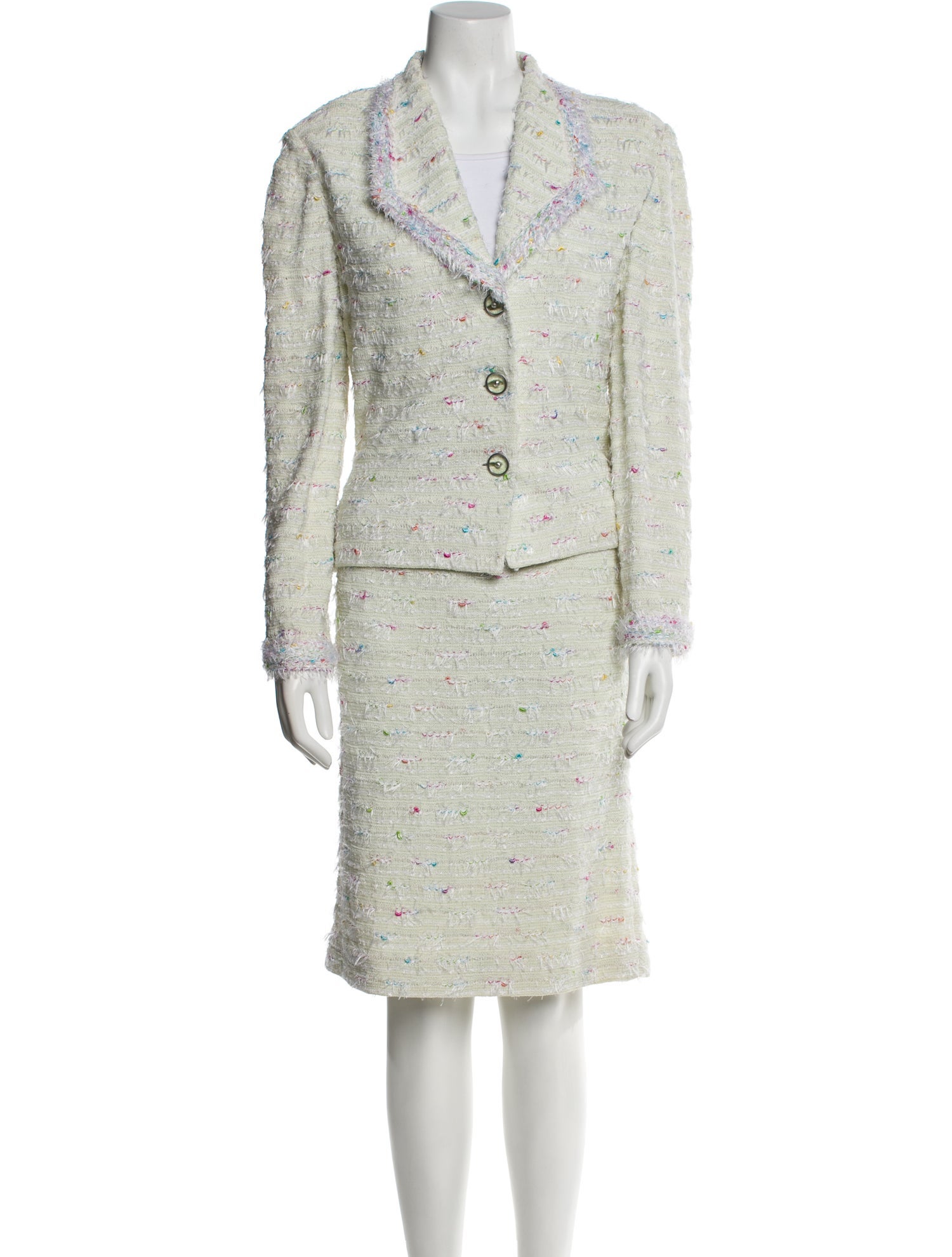 St. John Collection Tweed Pattern Skirt Suit