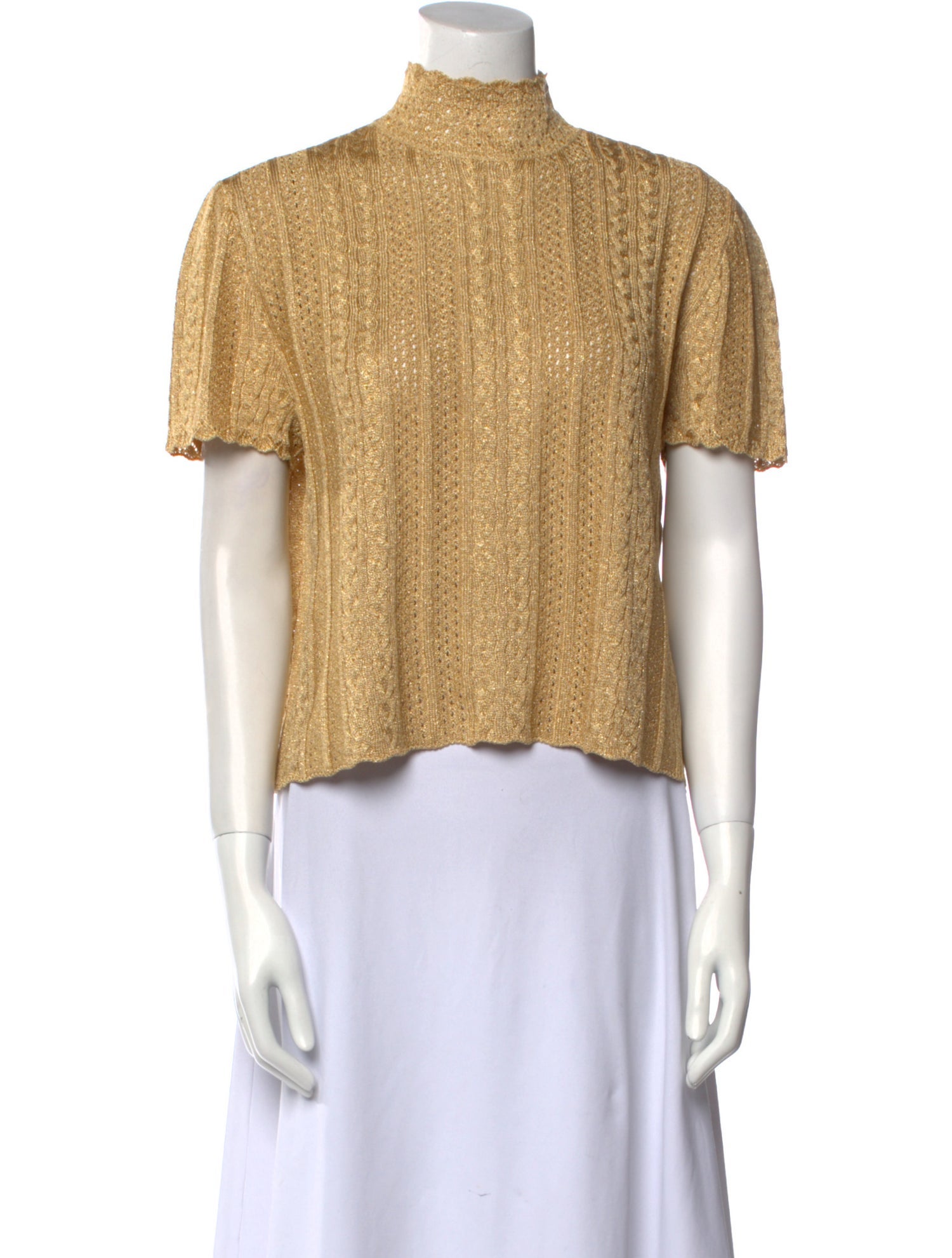 St. John Collection Mock Neck Short Sleeve Crop Top