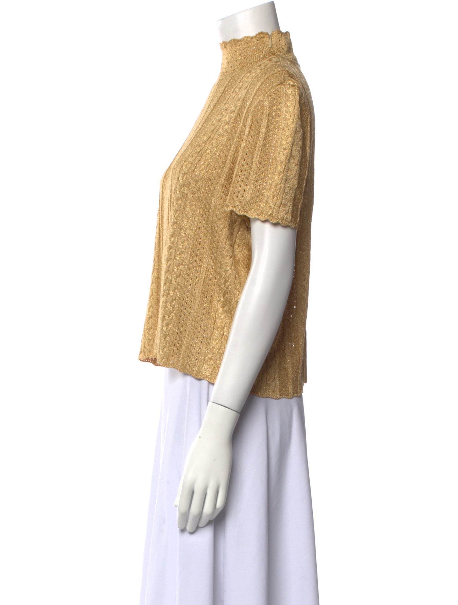 St. John Collection Mock Neck Short Sleeve Crop Top