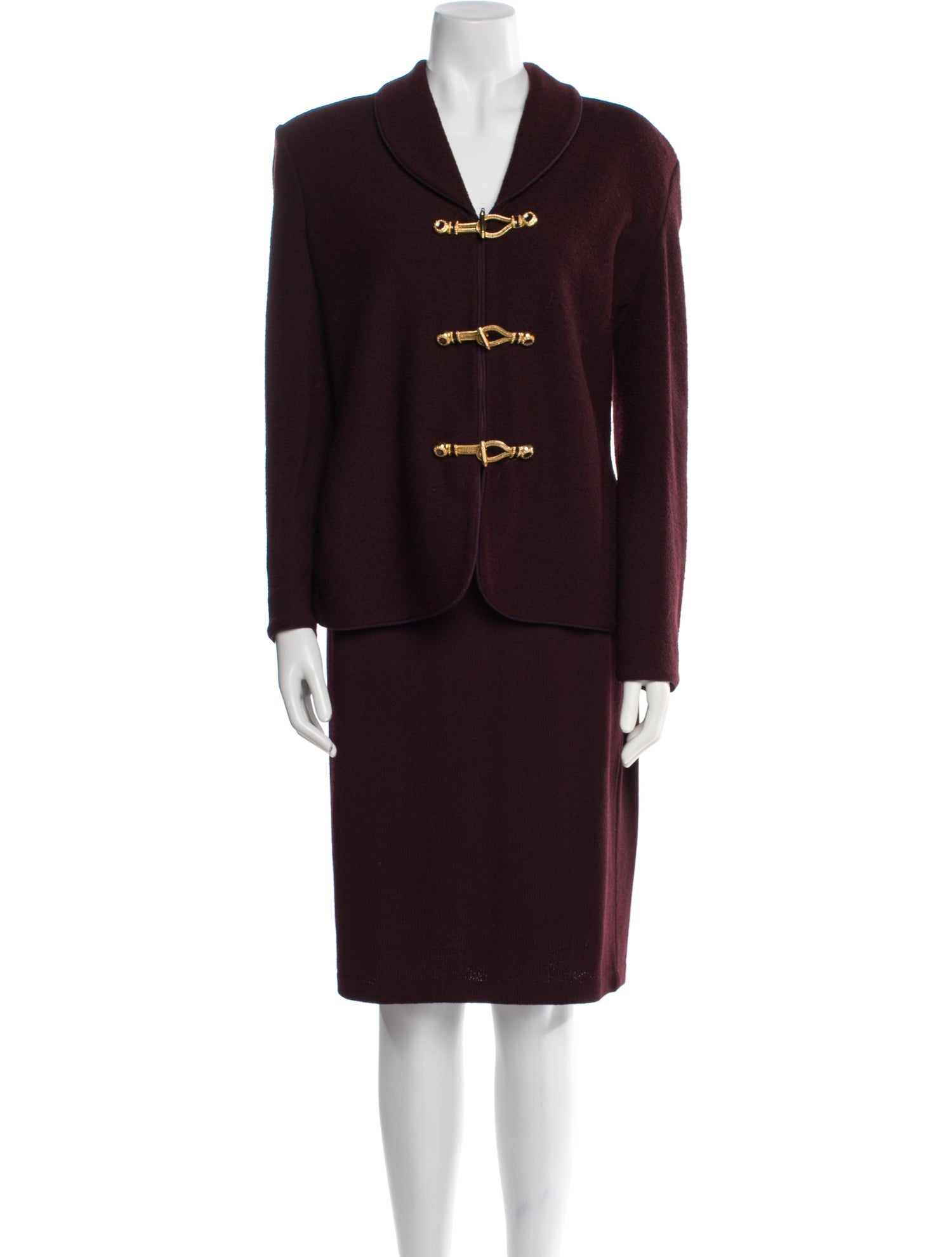St. John Collection Wool Embroidered Accent Skirt Suit