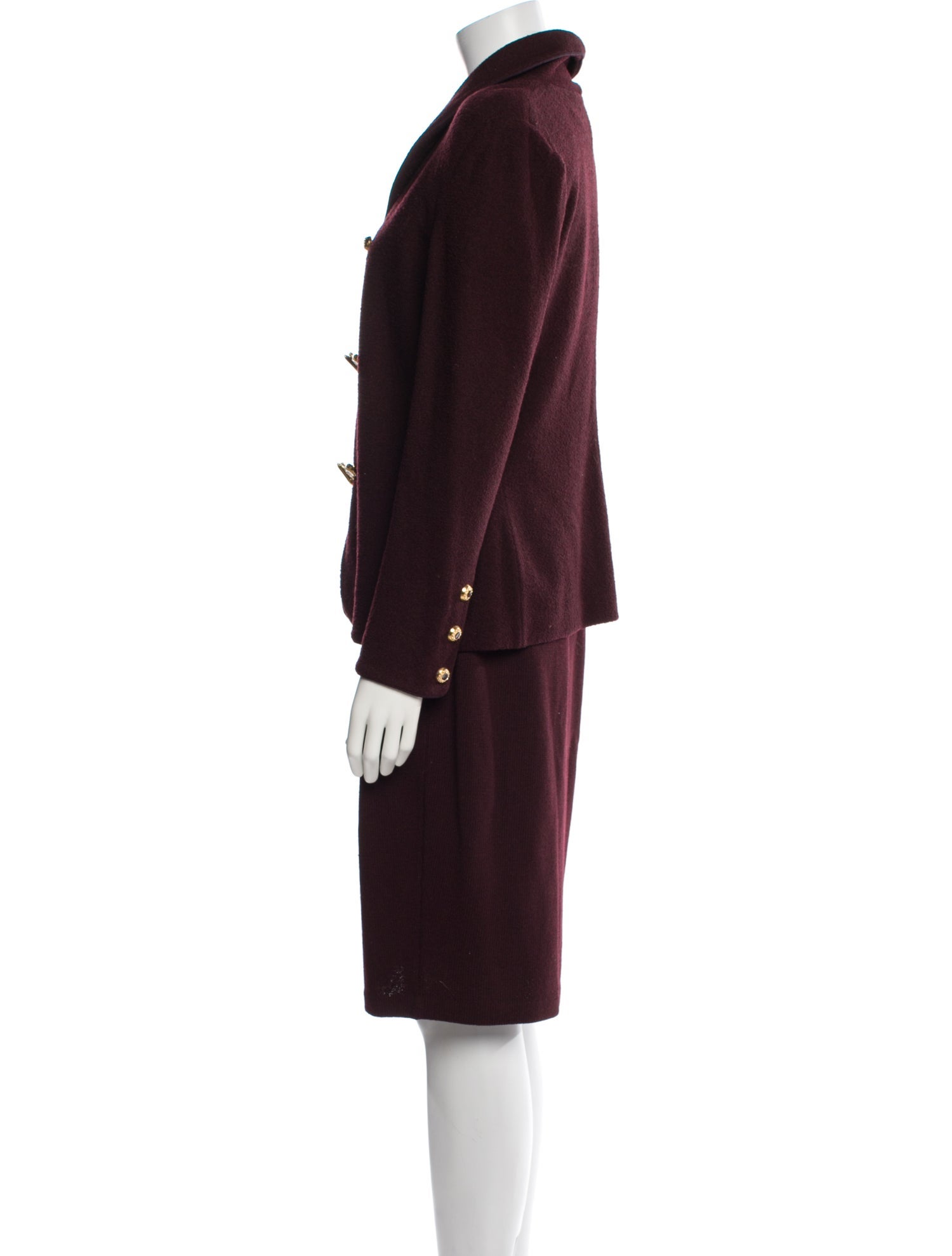 St. John Collection Wool Embroidered Accent Skirt Suit