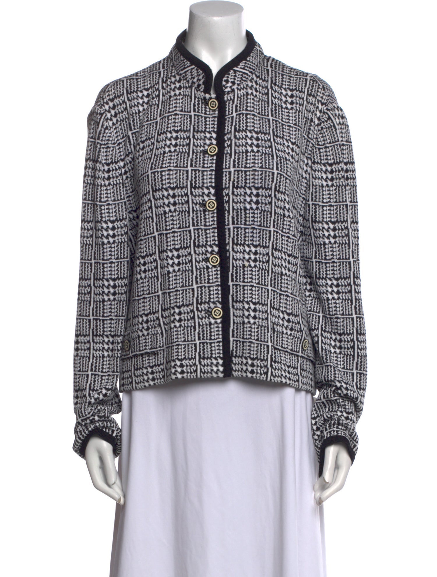 St. John Collection Plaid Print Mock Neck Sweater