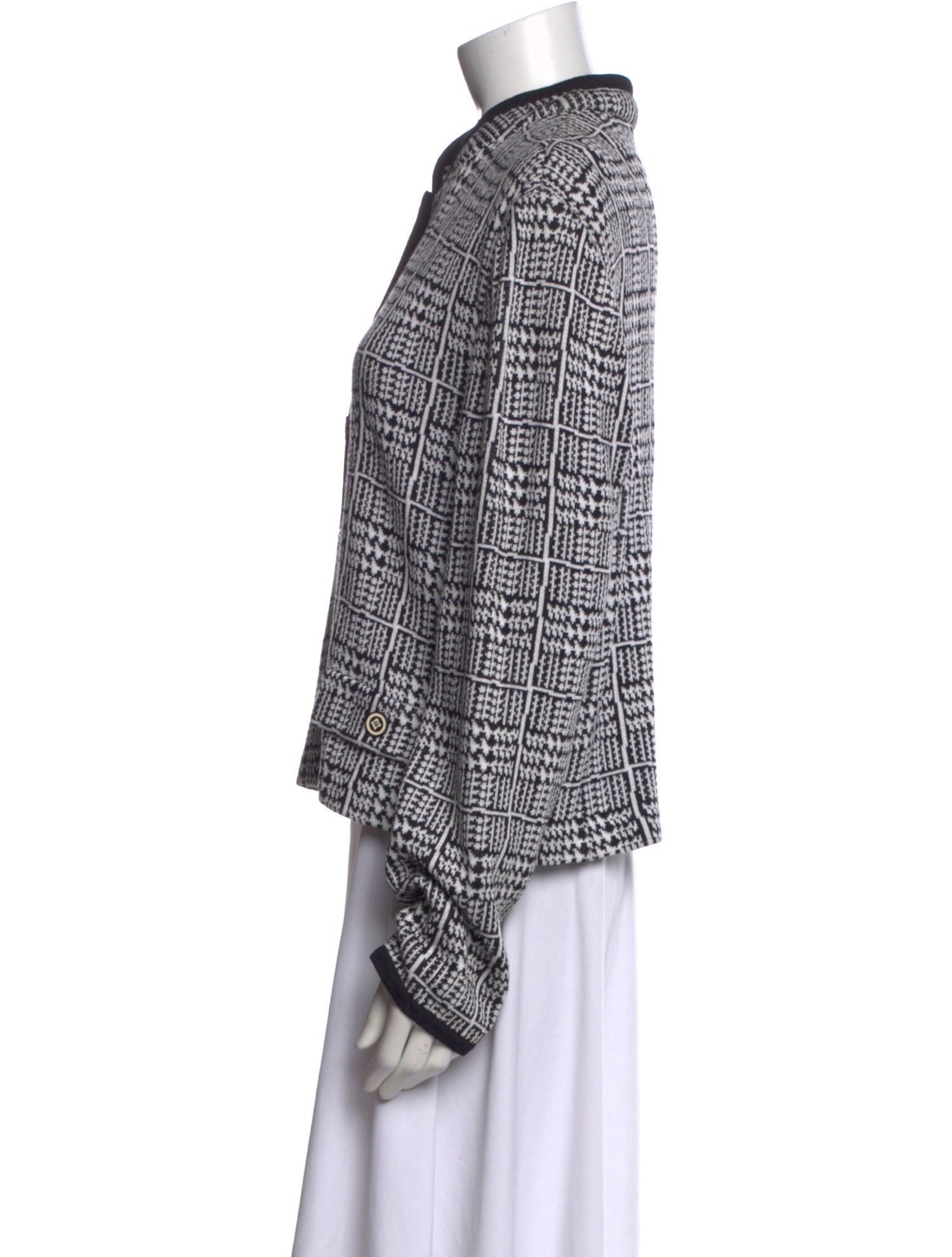 St. John Collection Plaid Print Mock Neck Sweater