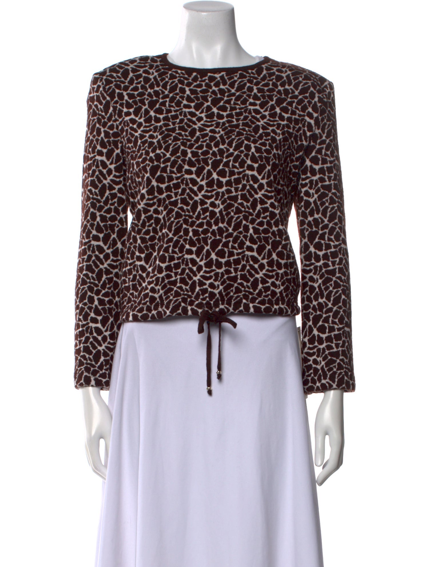 St. John Collection Animal Print Crew Neck Sweater