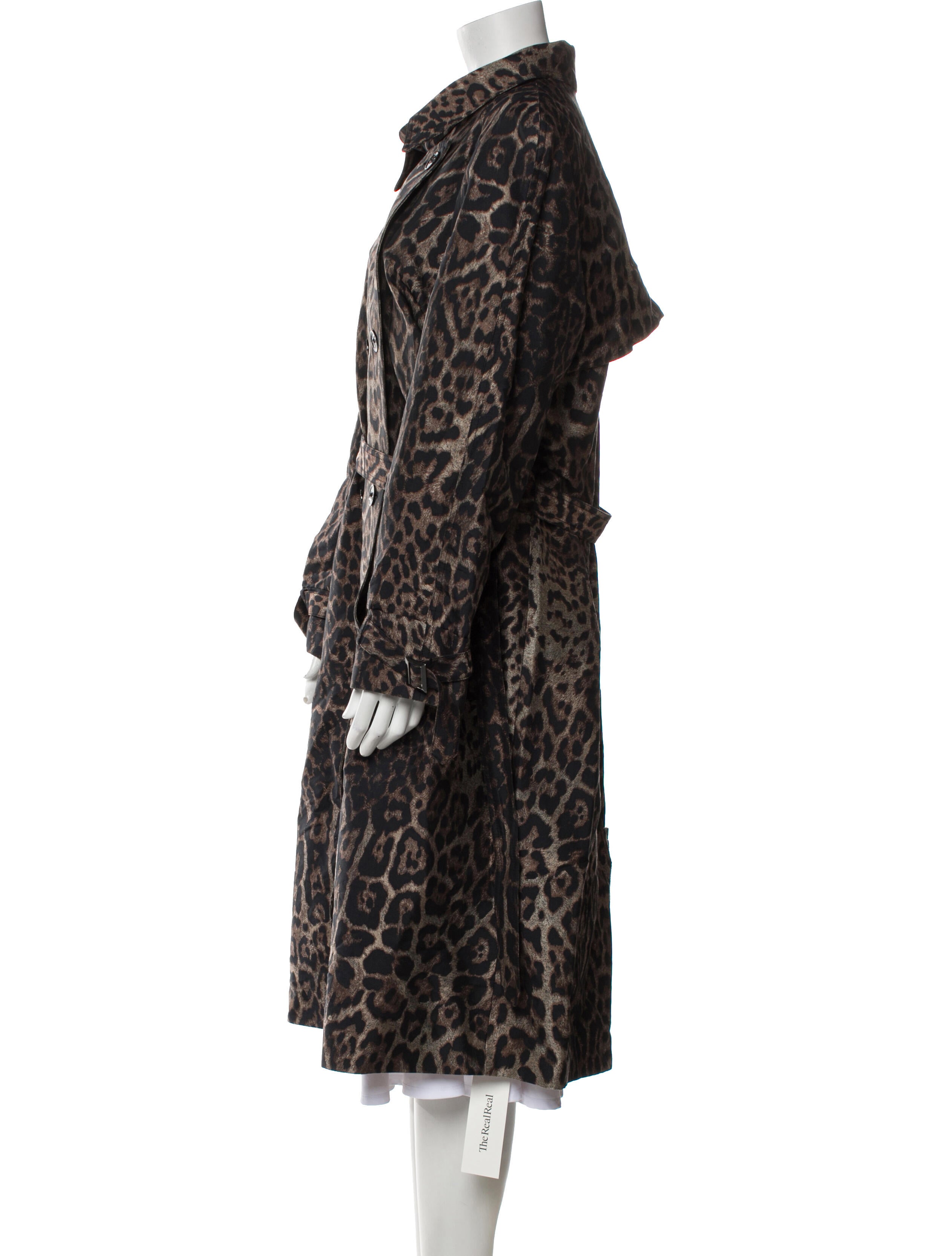 St. John Collection Animal Print Trench Coat