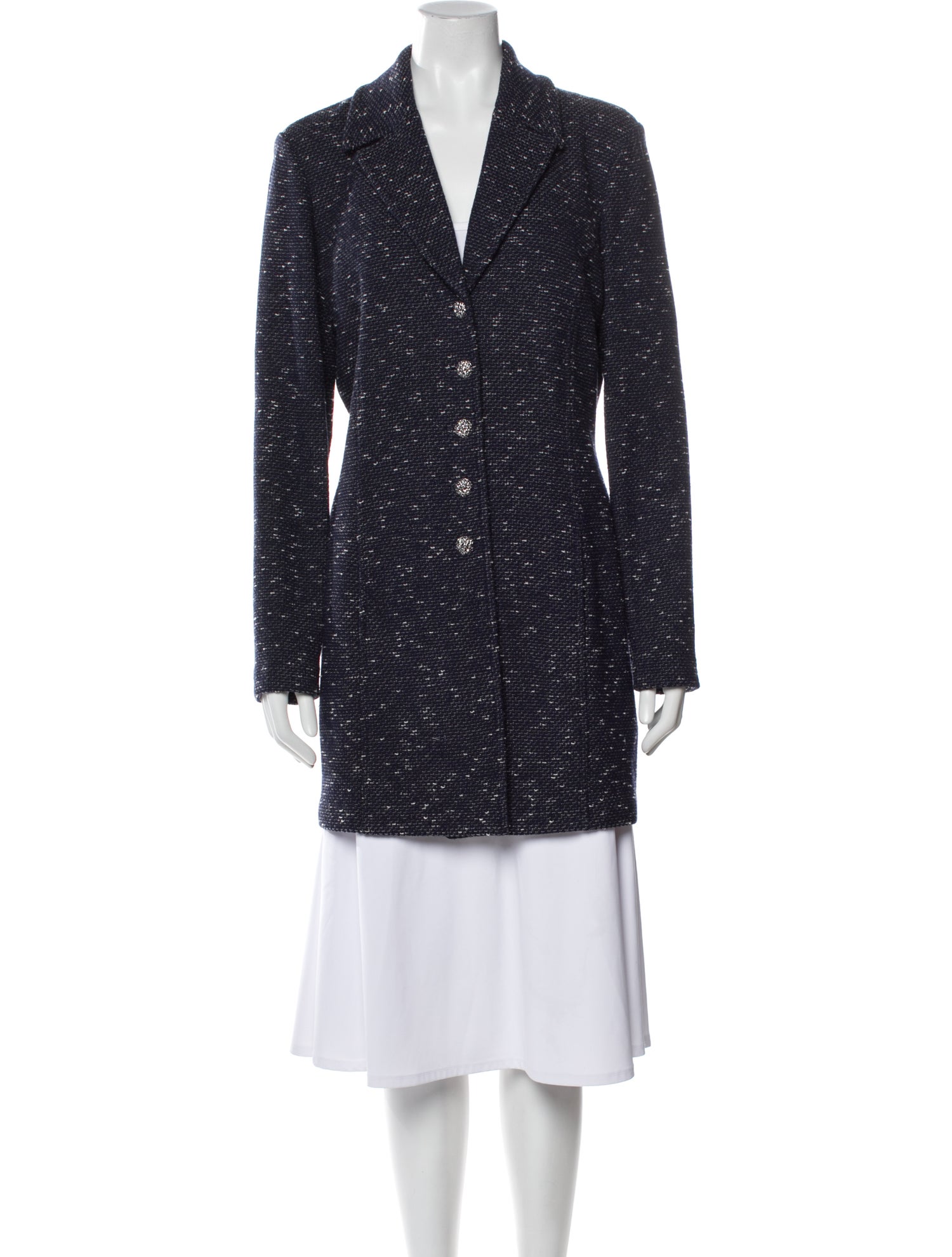 St. John Collection Wool Tweed Pattern Peacoat