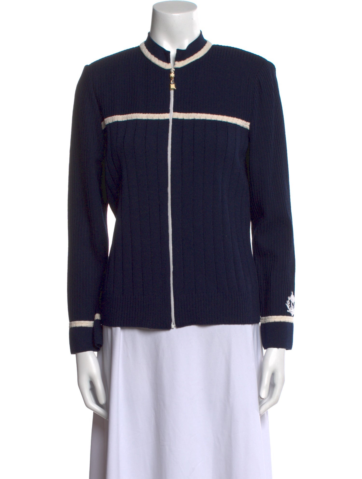 St. John Collection Striped Mock Neck Sweater