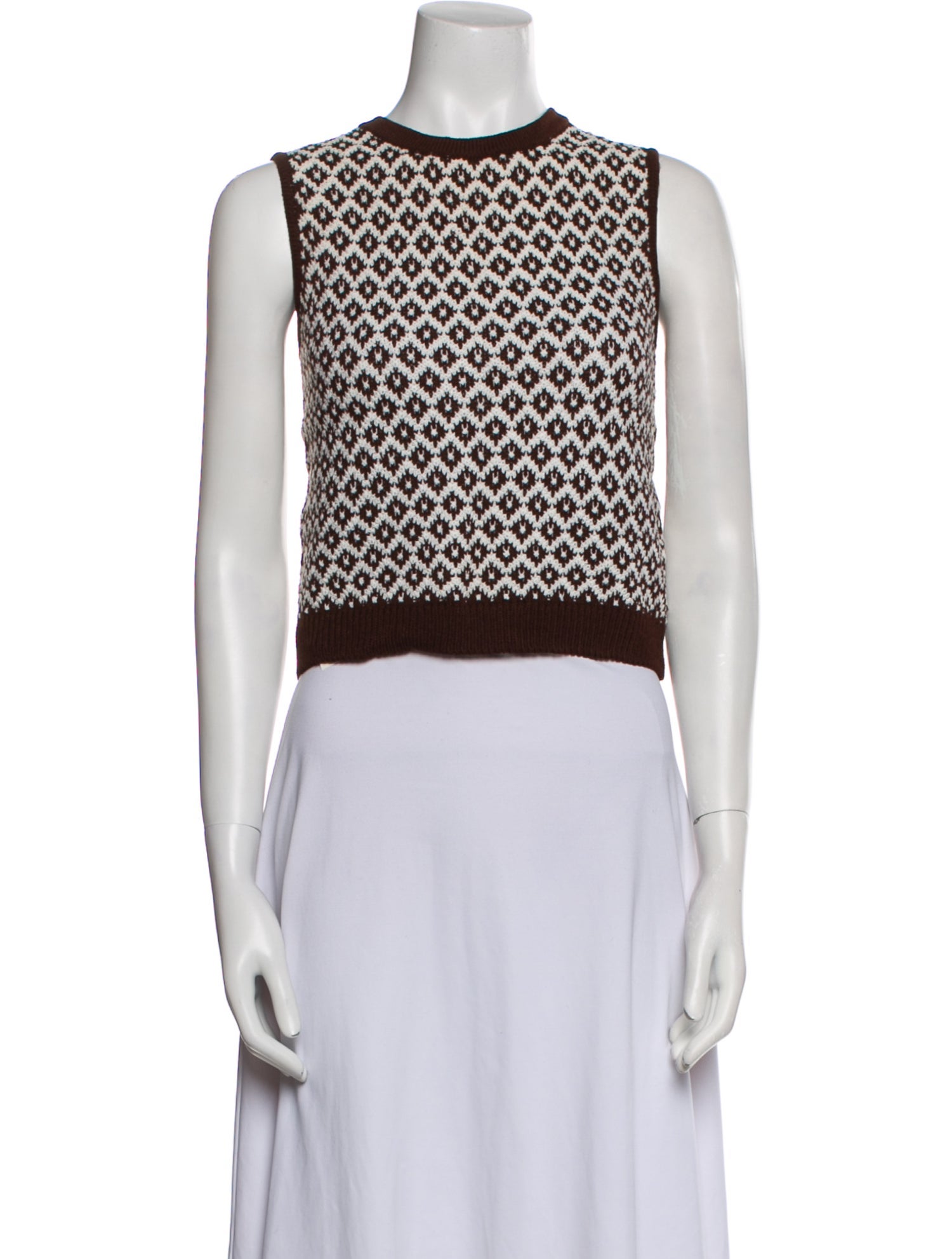 St. John Collection Printed Crew Neck Crop Top