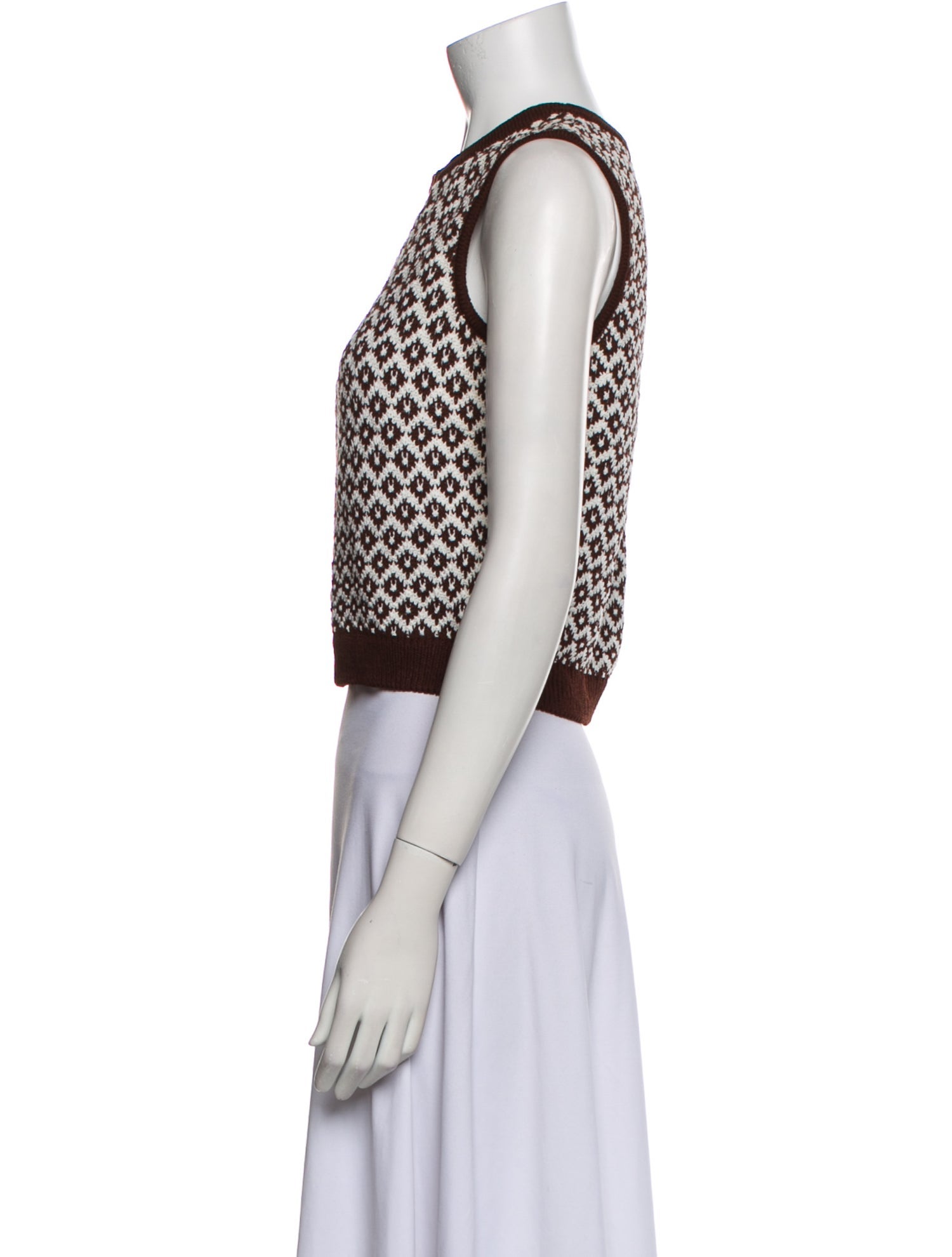 St. John Collection Printed Crew Neck Crop Top