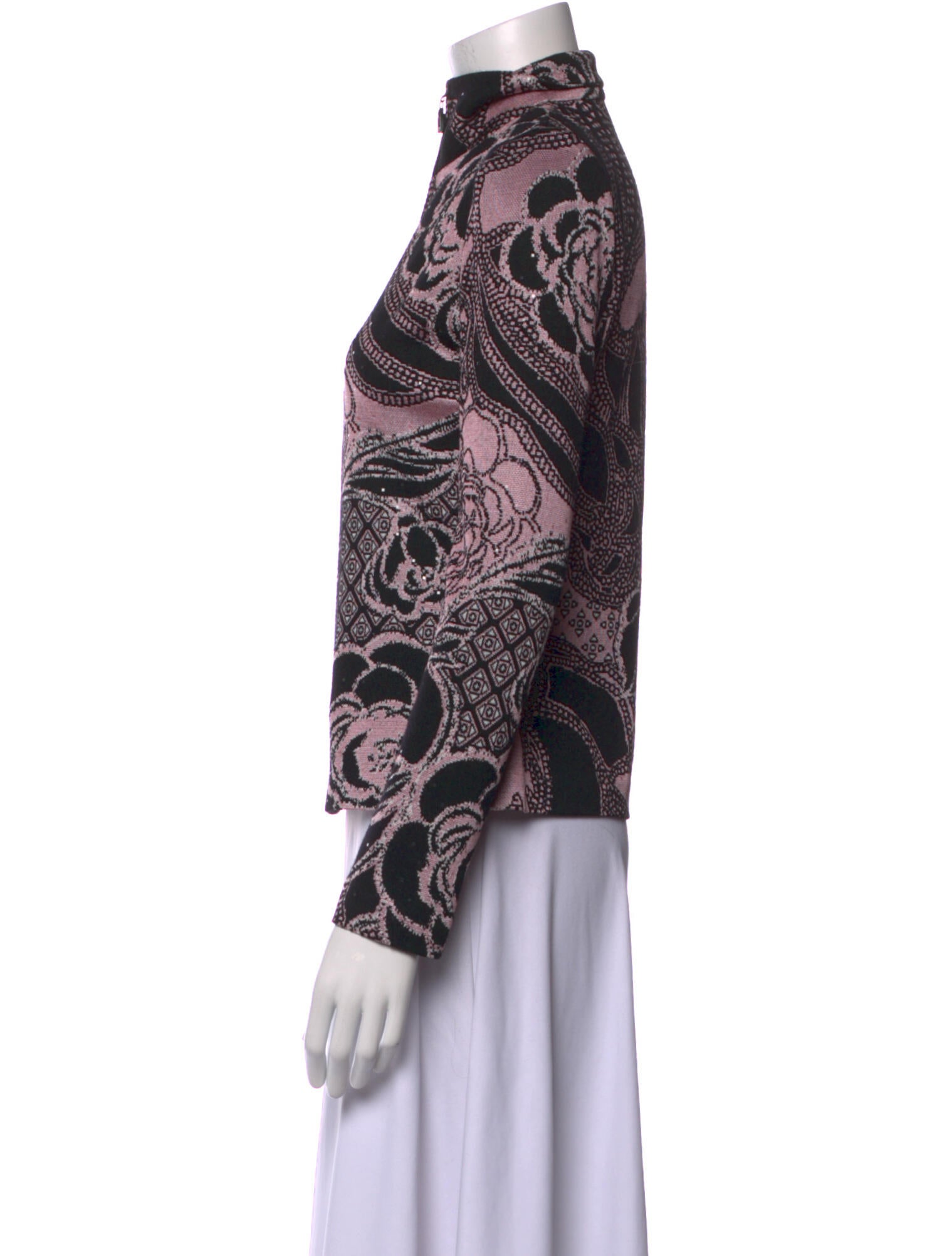 St. John Collection Printed Mock Neck Sweater