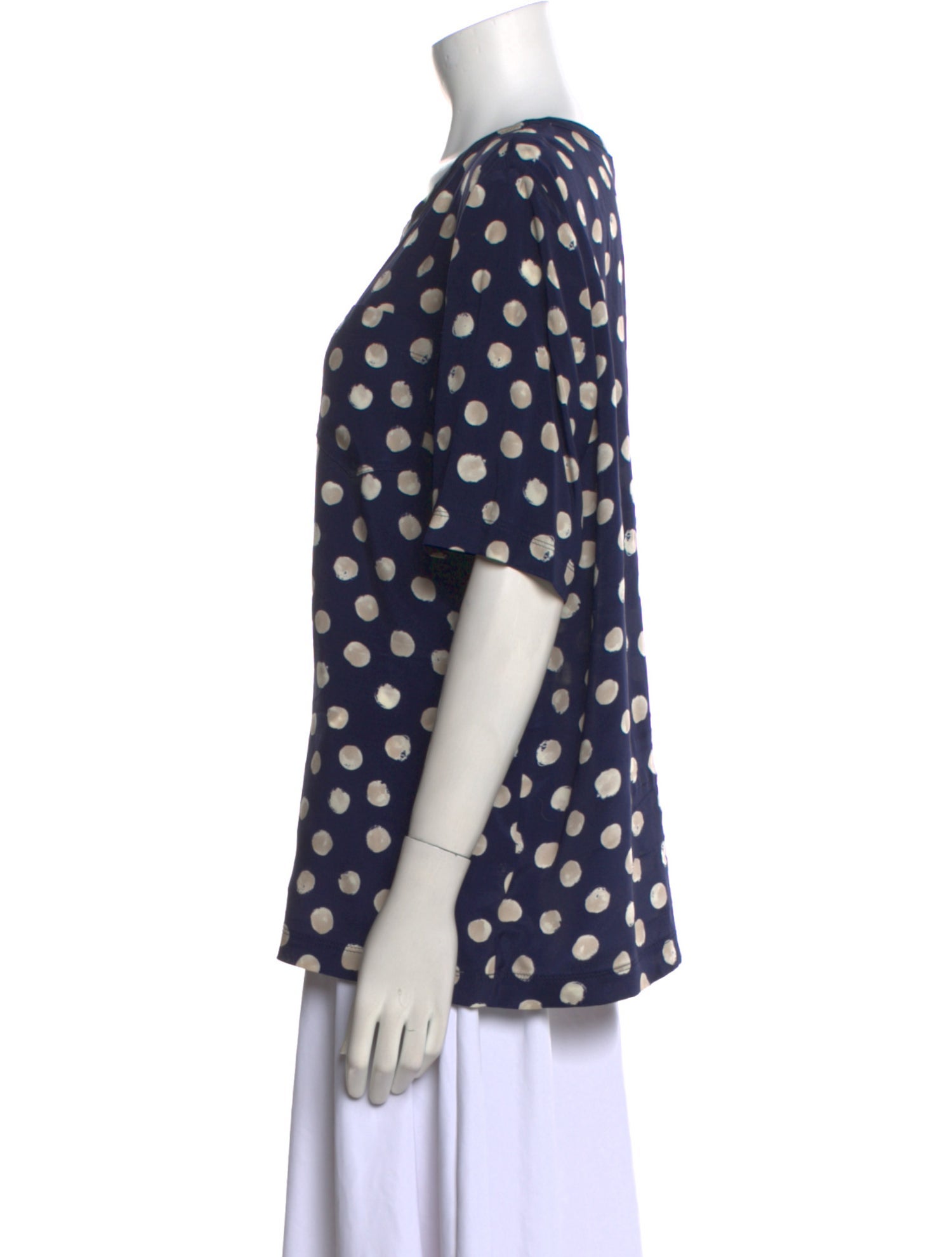 St. John Collection Silk Polka Dot Print Blouse