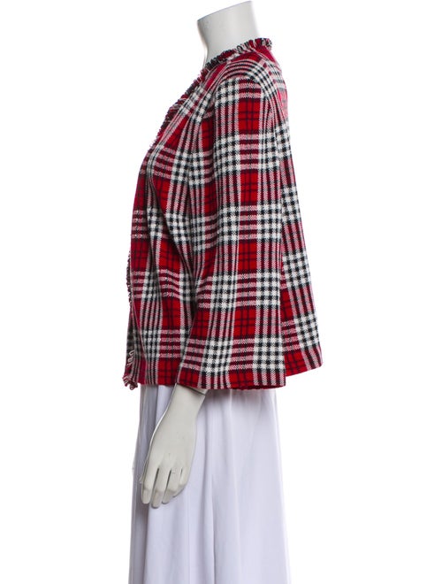 St. John Collection Wool Plaid Print Pantsuit