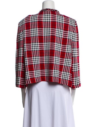 St. John Collection Wool Plaid Print Pantsuit