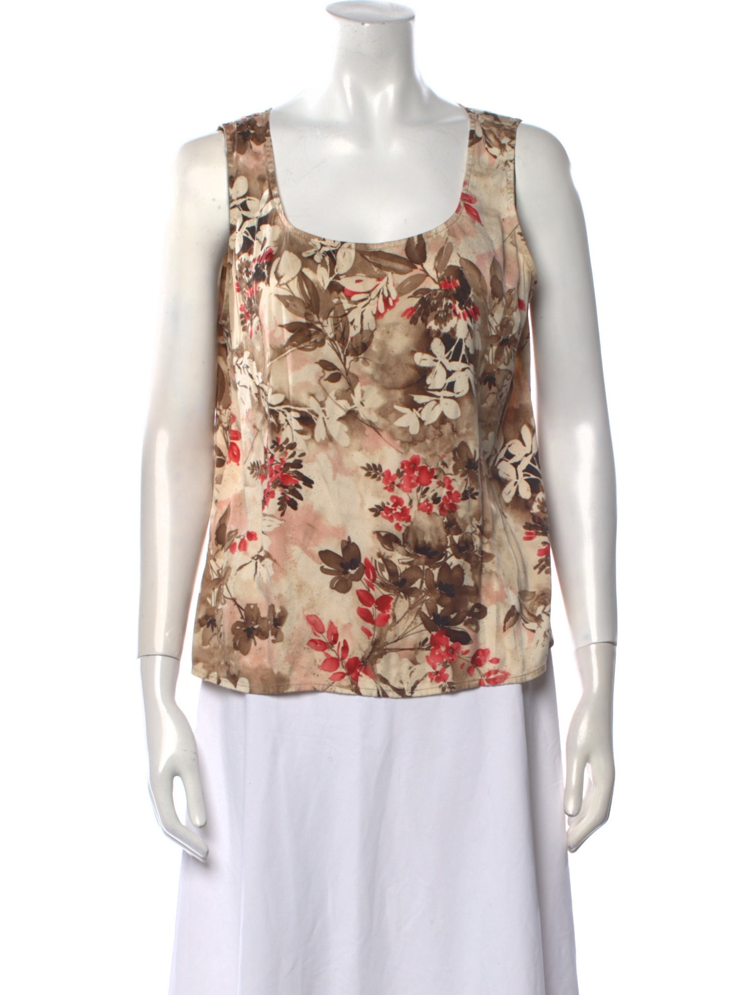 St. John Collection Silk Floral Print Top
