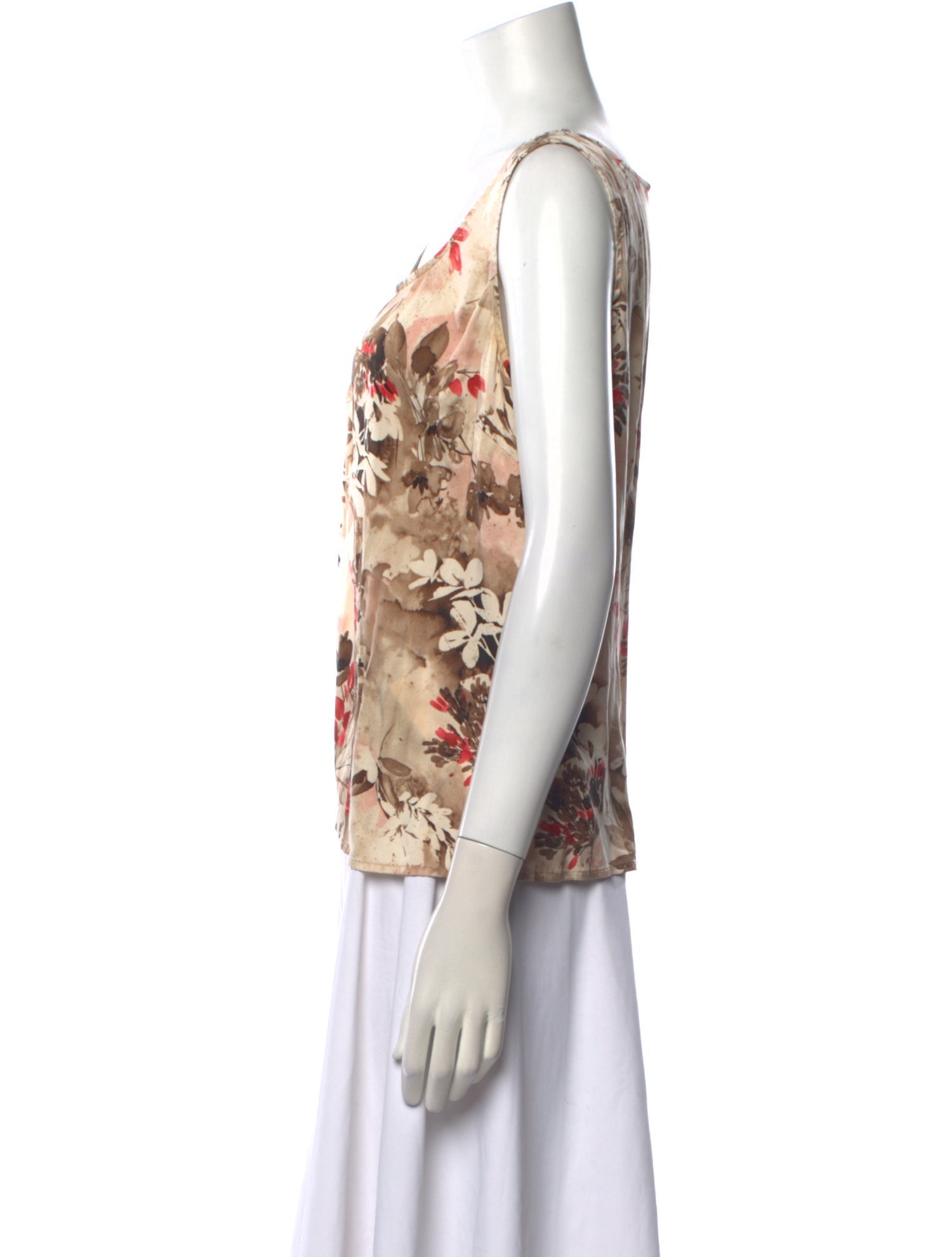 St. John Collection Silk Floral Print Top