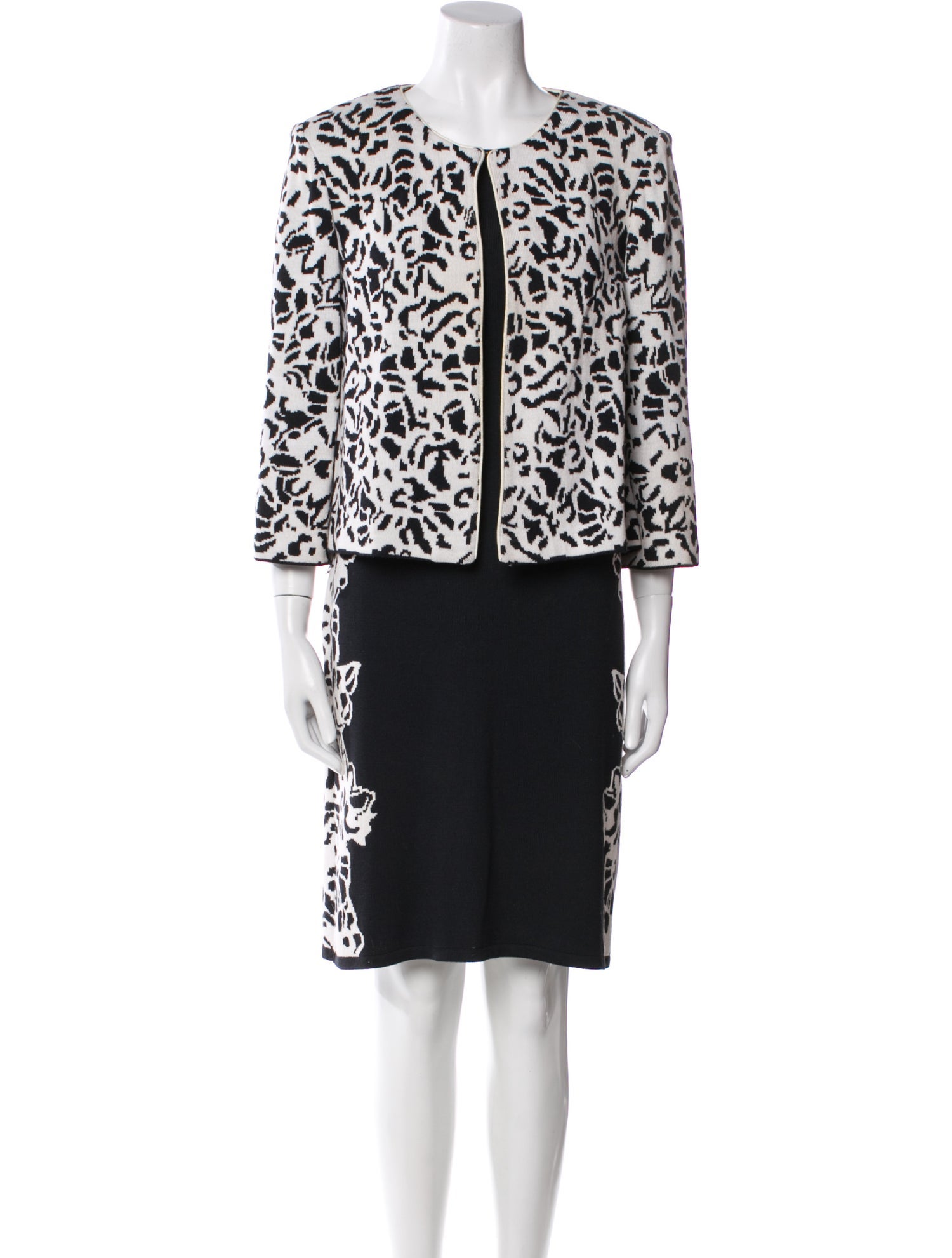 St. John Collection Wool Printed Dress Set