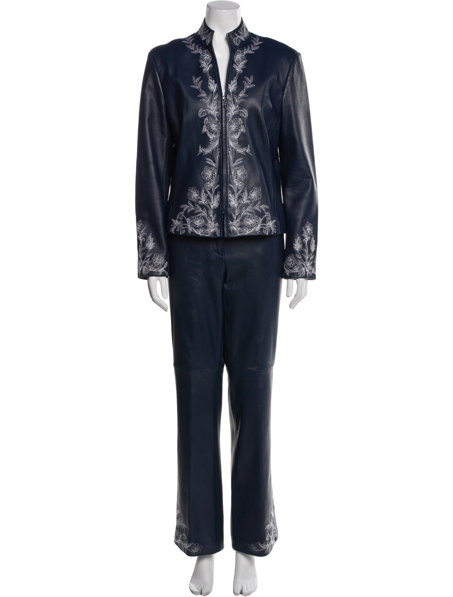 St. John Collection Leather Printed Pant Set