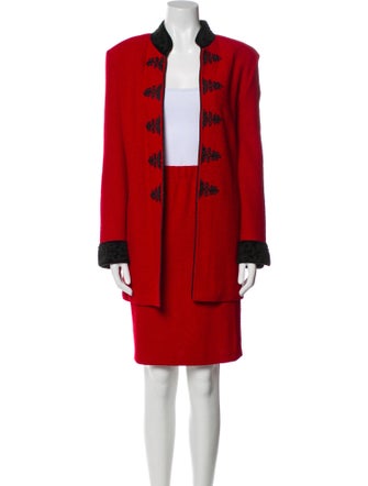 St. John Collection Colorblock Pattern Embroidered Accent Skirt Set