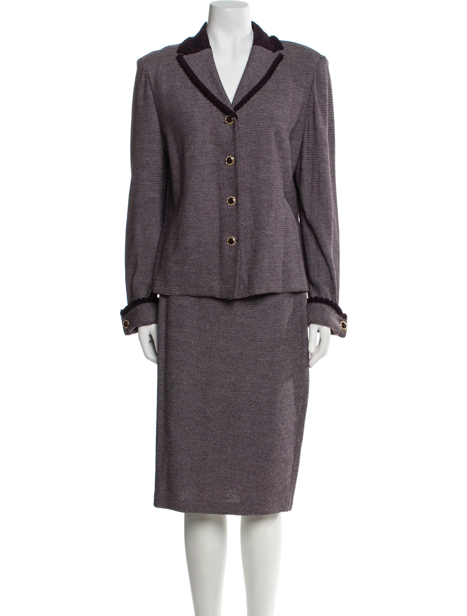 St. John Collection Wool Striped Skirt Set